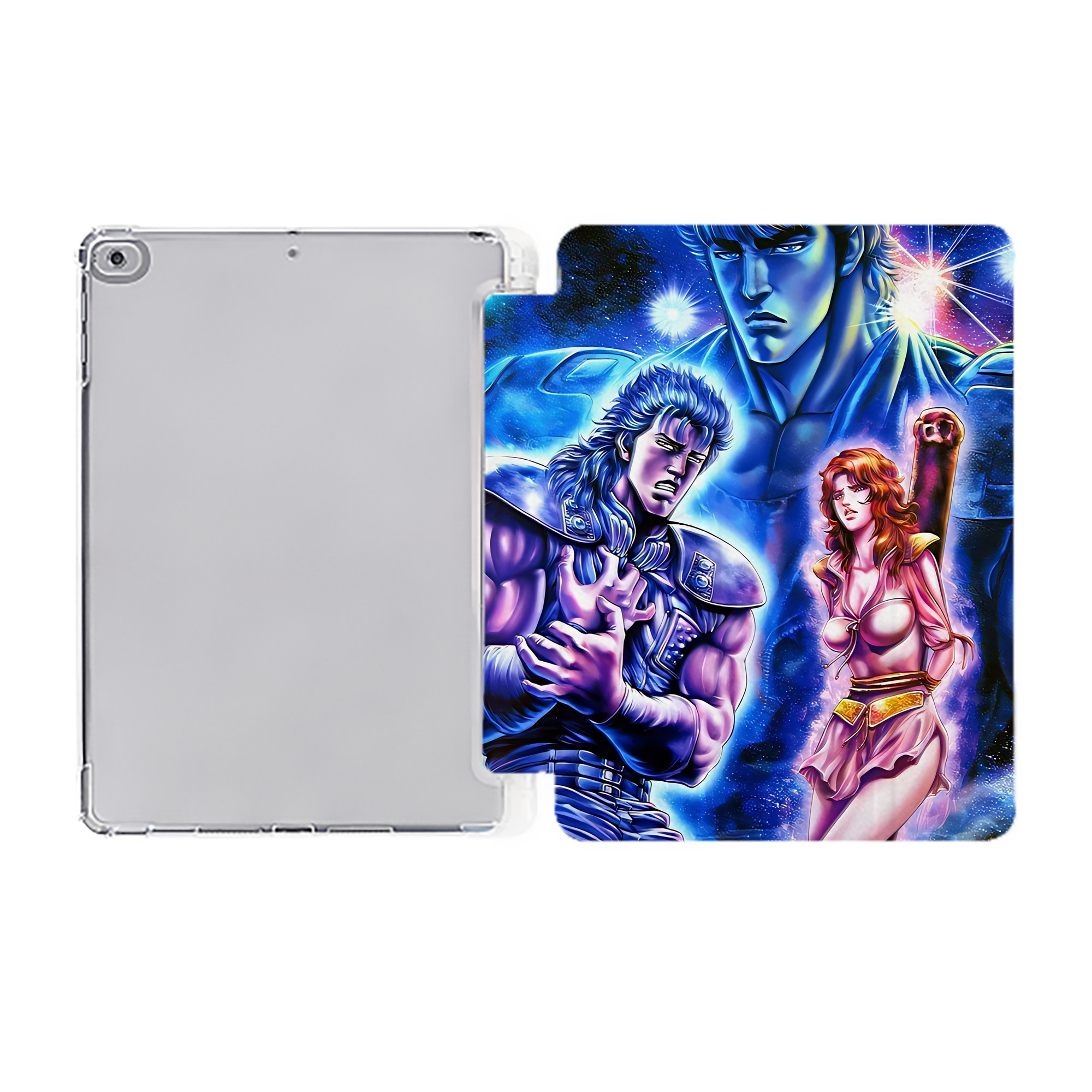 （画像用） 北斗の拳 Fist of the North Star IPad ケース ペン収納付き 三つ折りスタンド PUレザー×シリコン 対応機種9.5/10.5/10.9インチ